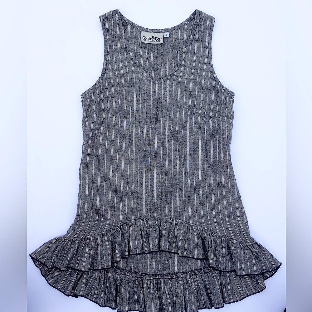 Women’s Sleeveless Striped Hemp Tunic, Size Small